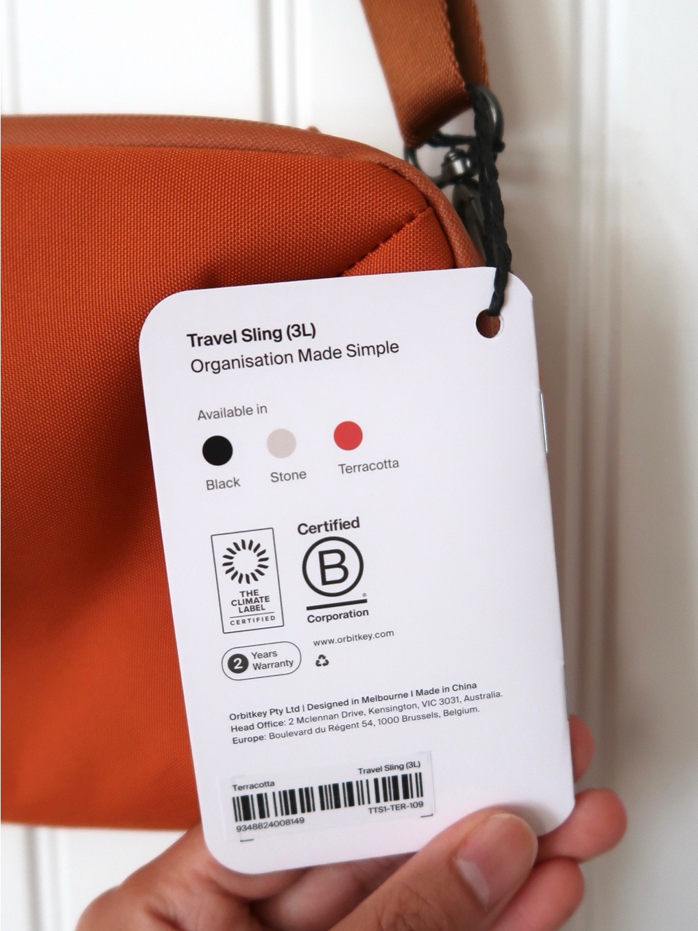 NWT Orbitkey Travel Sling 3L Terracotta Unisex Crossbody Bag - Picture 6 of 11